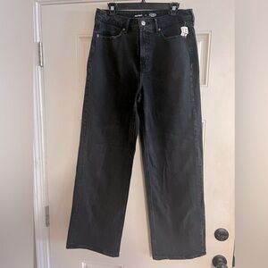 Extra high-waist wide-leg black denim jeans